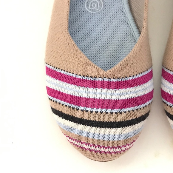 ROTHY’S Camel Ribbon Stripe Ballet Flats Merino Wool Women’s Size 8 - Picture 6 of 16